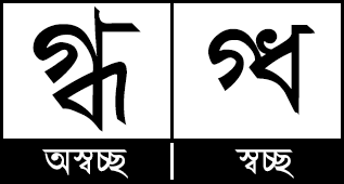 গ্ধ যুক্তবর্ণের অস্বচ্ছ ও স্বচ্ছ রূপ