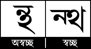 ন্থ যুক্তবর্ণের অস্বচ্ছ ও স্বচ্ছ রূপ